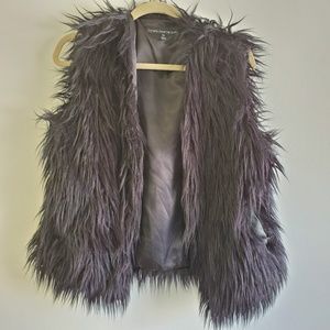 Via Spiga Faux Fur Vest, Medium, Black